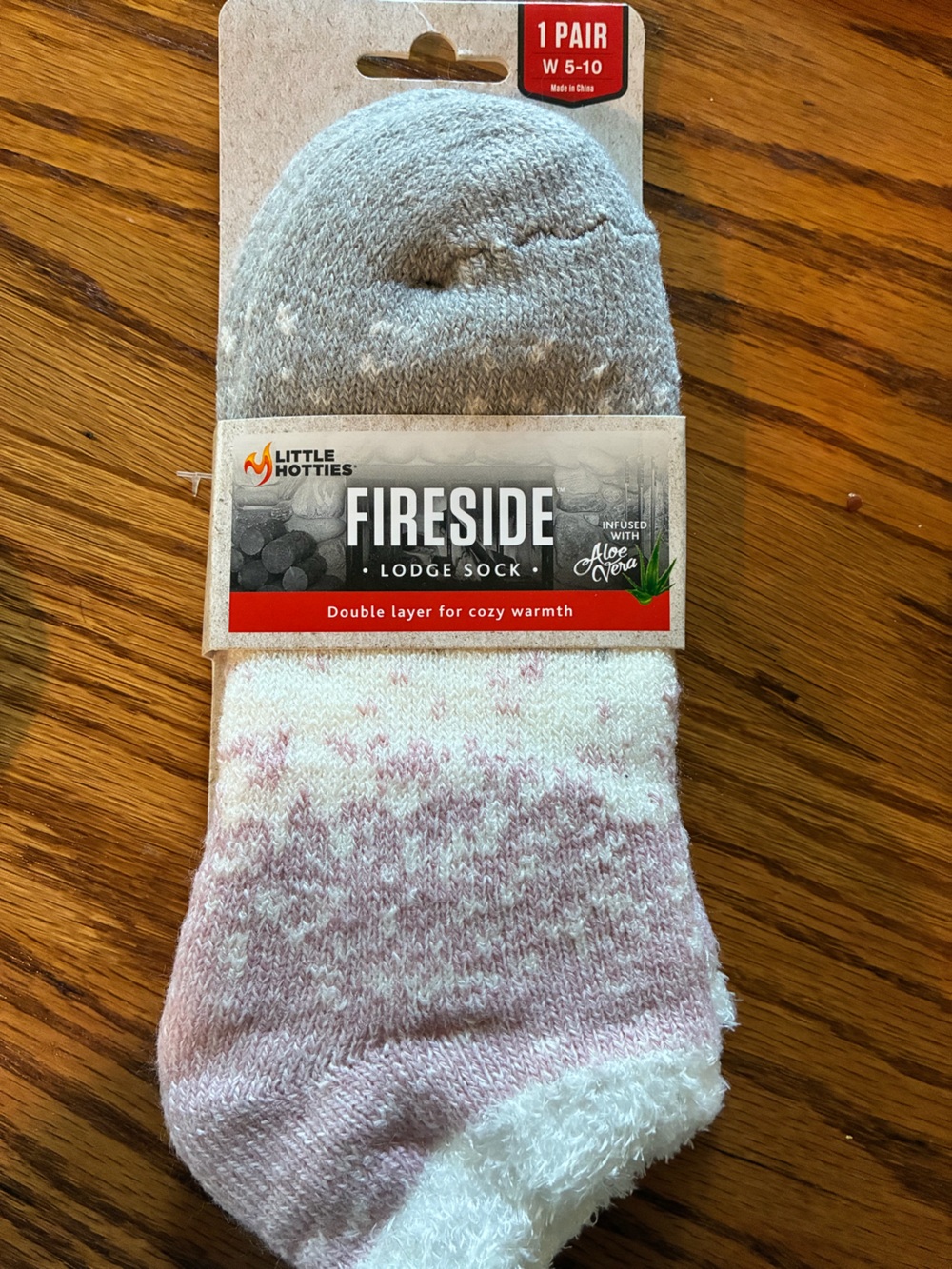 Fireside Lodge Women’s Cozy Double-Layer Socks — Pink & Gray